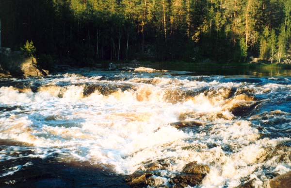 Самый сложный на маршруте порог – Тахкопадун. Вид на основной V-образный слив. Фото К.Волкова